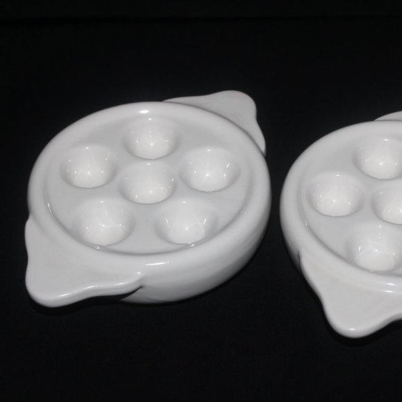 Pair of White Snail Plates | Vintage Escargot Plates - Picture 2 of 9